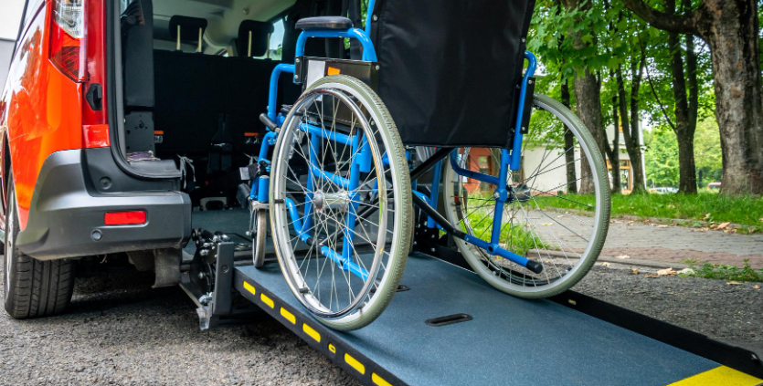 Wheelchair-accessible passenger van prepared for facility-arranged transportation